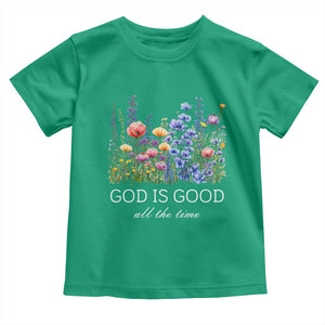 God Is Good Toddler T Shirt Wildflower Christian Jesus Graphic Religious Bible Verse TS10 Irish Green Print Your Wear