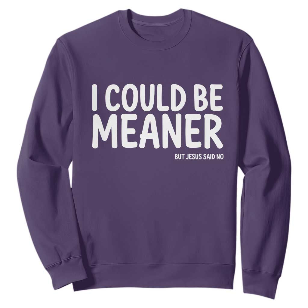 I Could Be Meaner But Jesus Said No Sweatshirt Funny Christian TS10 Purple Print Your Wear