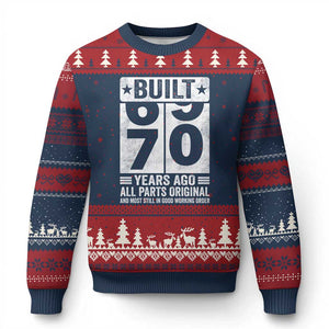 70th Birthday Ugly Christmas Sweater Built 70 Years Ago All Parts Original Gifts TS10 Navy Red Print Your Wear