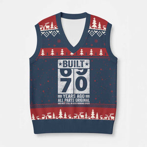 70th Birthday V-Neck Knit Sweater Vest Built 70 Years Ago All Parts Original Gifts TS10 Navy Red Print Your Wear