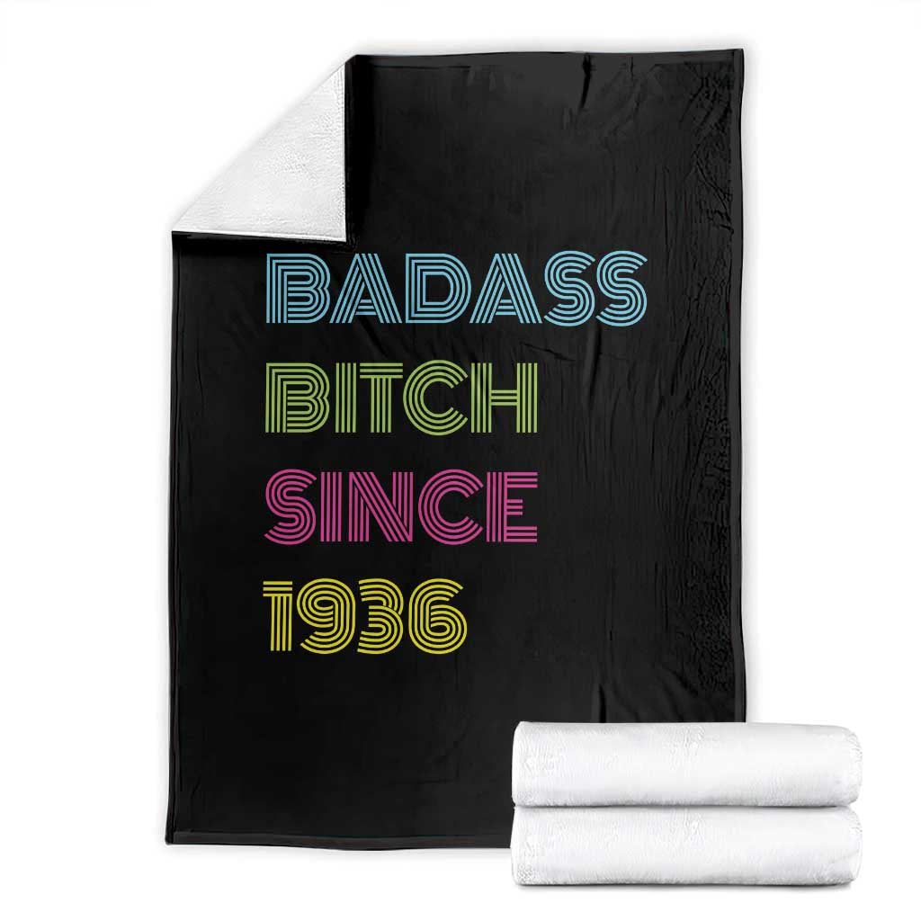 Funny 90th Birthday Throw Blanket Retro Vintage Badass Bih Since 1936 TS10 Black Print Your Wear
