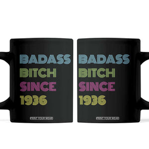 Funny 90th Birthday Coffee Mug Retro Vintage Badass Bih Since 1936 TS10 Black Print Your Wear