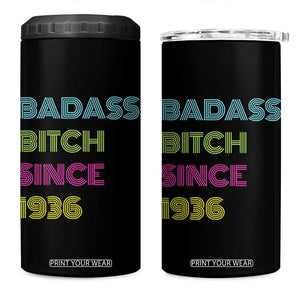 Funny 90th Birthday 4 in 1 Can Cooler Tumbler Retro Vintage Badass Bih Since 1936 TS10 One Size: 16 oz Black Print Your Wear