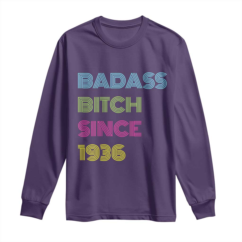 Funny 90th Birthday Long Sleeve Shirt Retro Vintage Badass Bih Since 1936 TS10 Purple Print Your Wear