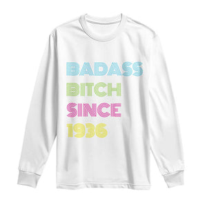 Funny 90th Birthday Long Sleeve Shirt Retro Vintage Badass Bih Since 1936 TS10 White Print Your Wear