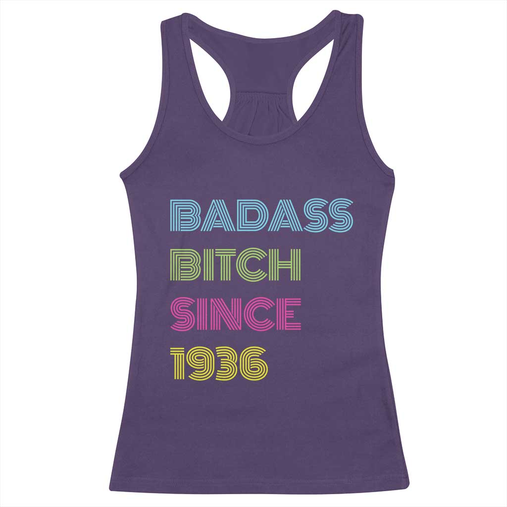 Funny 90th Birthday Racerback Tank Top Retro Vintage Badass Bih Since 1936 TS10 Purple Print Your Wear