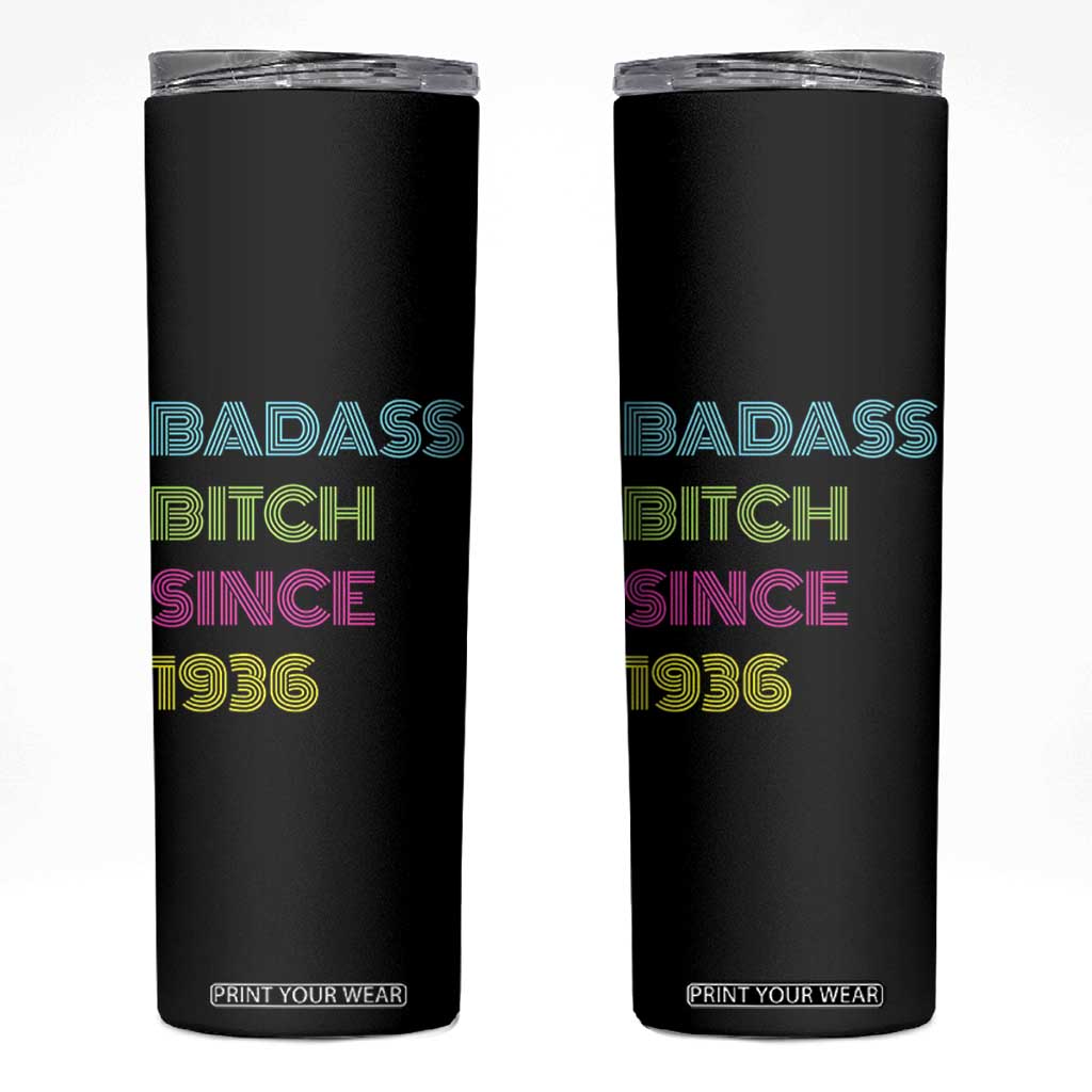 Funny 90th Birthday Skinny Tumbler Retro Vintage Badass Bih Since 1936 TS10 Black Print Your Wear