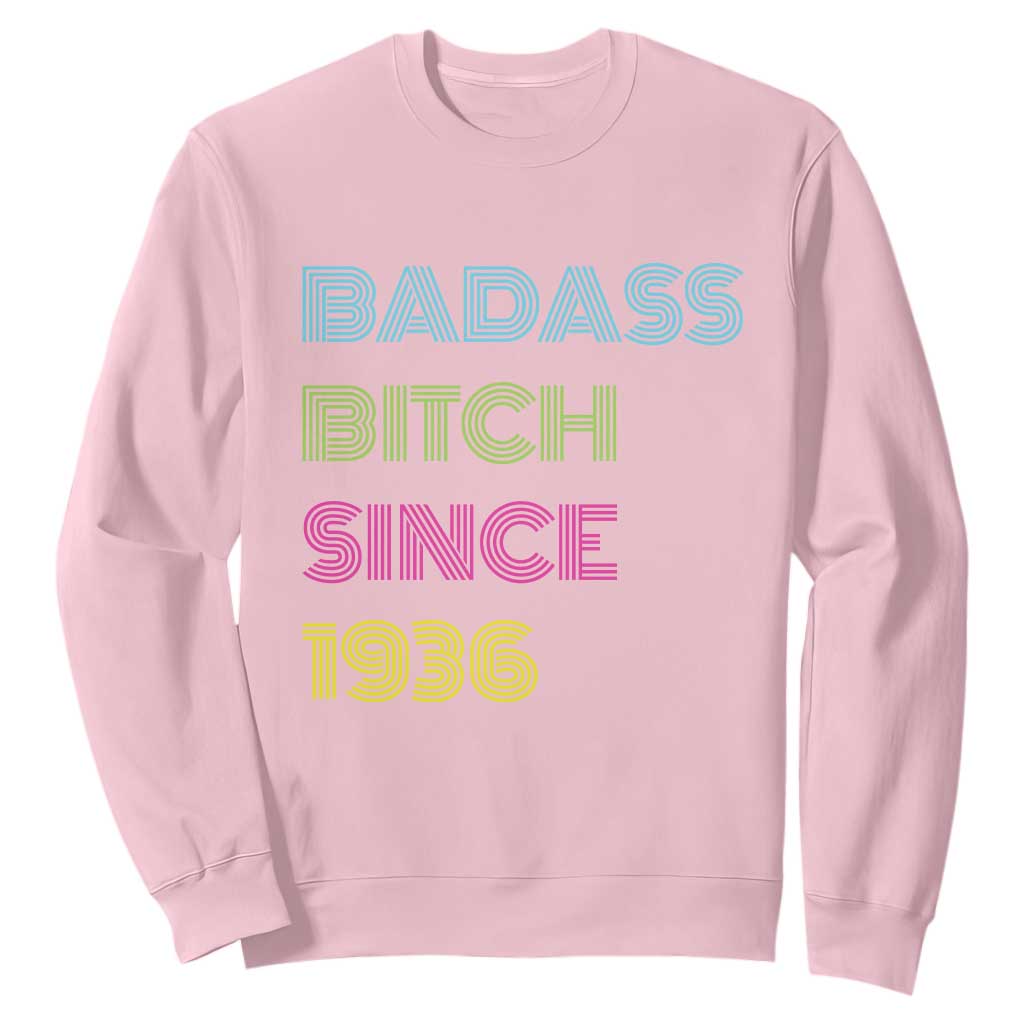 Funny 90th Birthday Sweatshirt Retro Vintage Badass Bih Since 1936 TS10 Light Pink Print Your Wear