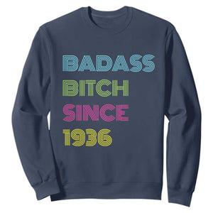 Funny 90th Birthday Sweatshirt Retro Vintage Badass Bih Since 1936 TS10 Navy Print Your Wear