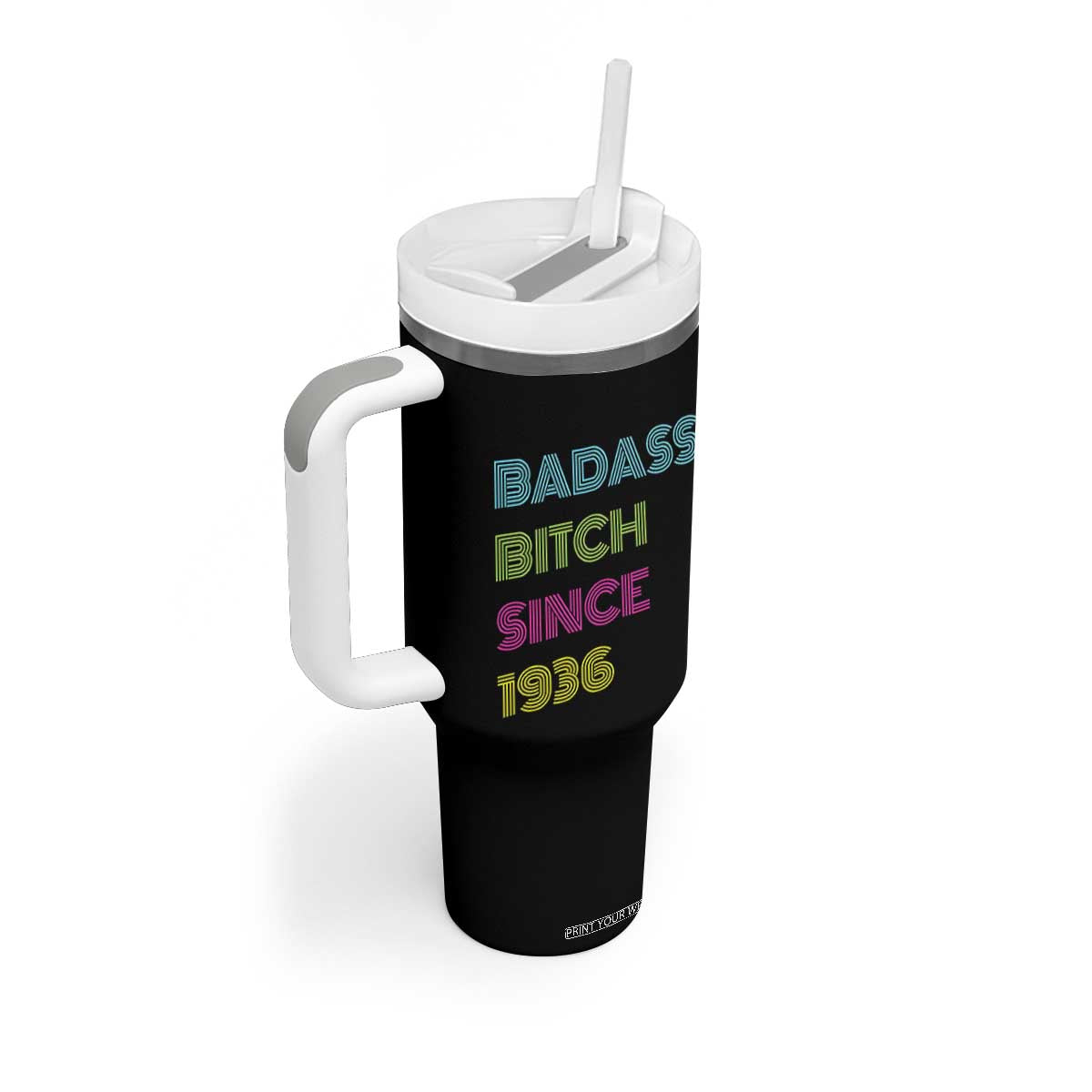 Funny 90th Birthday Tumbler With Handle Retro Vintage Badass Bih Since 1936 TS10 Print Your Wear