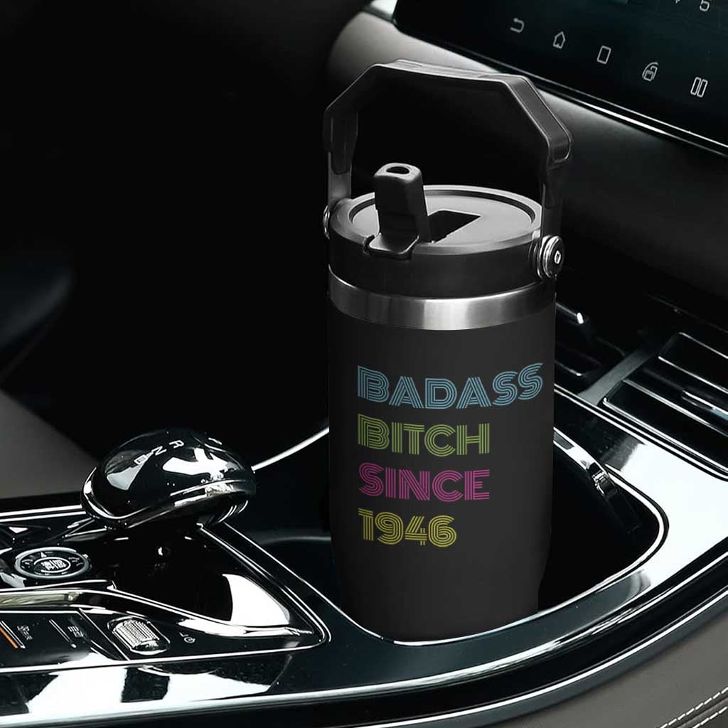 Funny 80th Birthday Flip Straw Tumbler Retro Vintage Badass Bih Since 1946 TS10 Print Your Wear