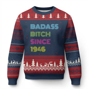 Funny 80th Birthday Ugly Christmas Sweater Retro Vintage Badass Bih Since 1946 TS10 Navy Red Print Your Wear