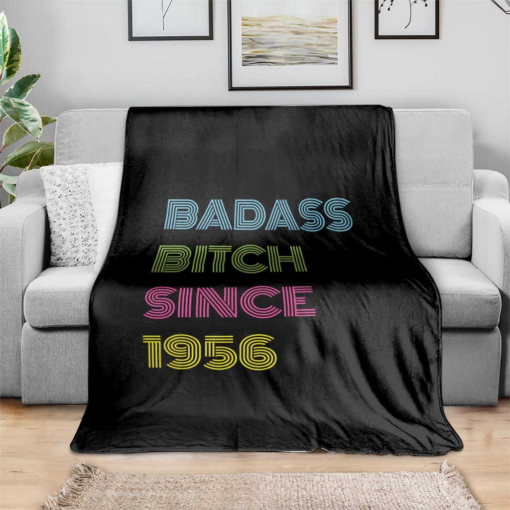 Funny 70th Birthday Throw Blanket Retro Vintage Badass Bih Since 1956 TS10 Print Your Wear