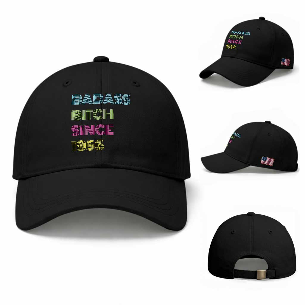 Funny 70th Birthday Baseball Cap Retro Vintage Badass Bih Since 1956 TS10 Baseball Cap Universal Fit Black Print Your Wear