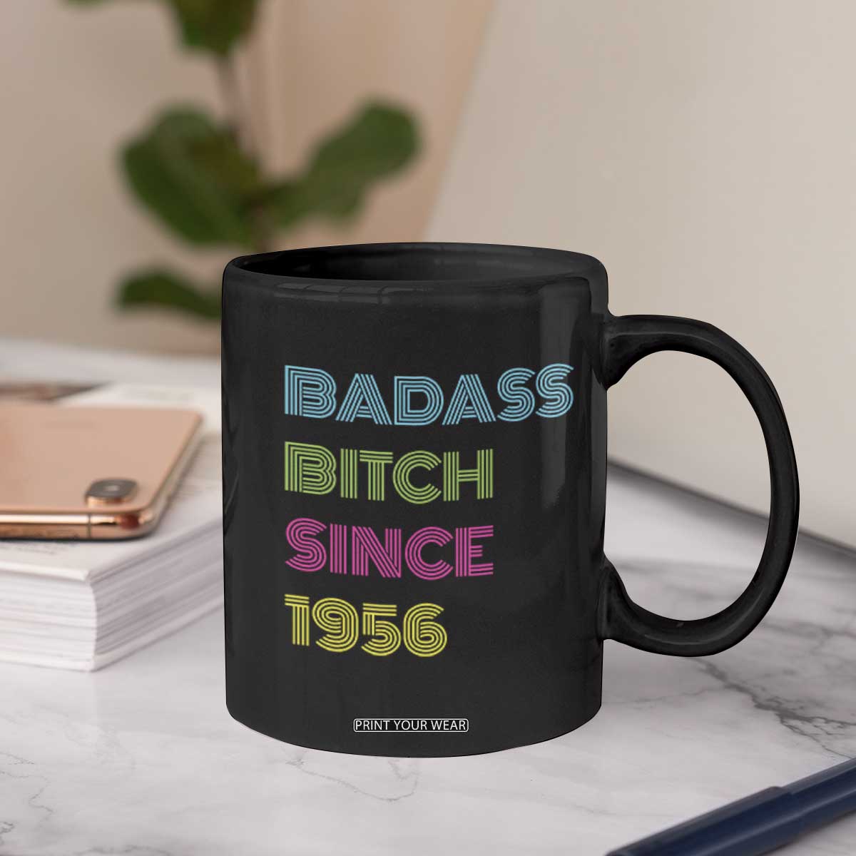 Funny 70th Birthday Coffee Mug Retro Vintage Badass Bih Since 1956 TS10 Print Your Wear