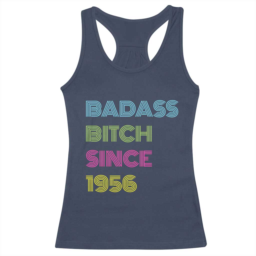 Funny 70th Birthday Racerback Tank Top Retro Vintage Badass Bih Since 1956 TS10 Navy Print Your Wear