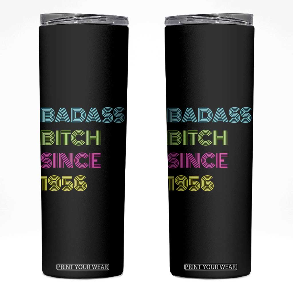 Funny 70th Birthday Skinny Tumbler Retro Vintage Badass Bih Since 1956 TS10 Black Print Your Wear