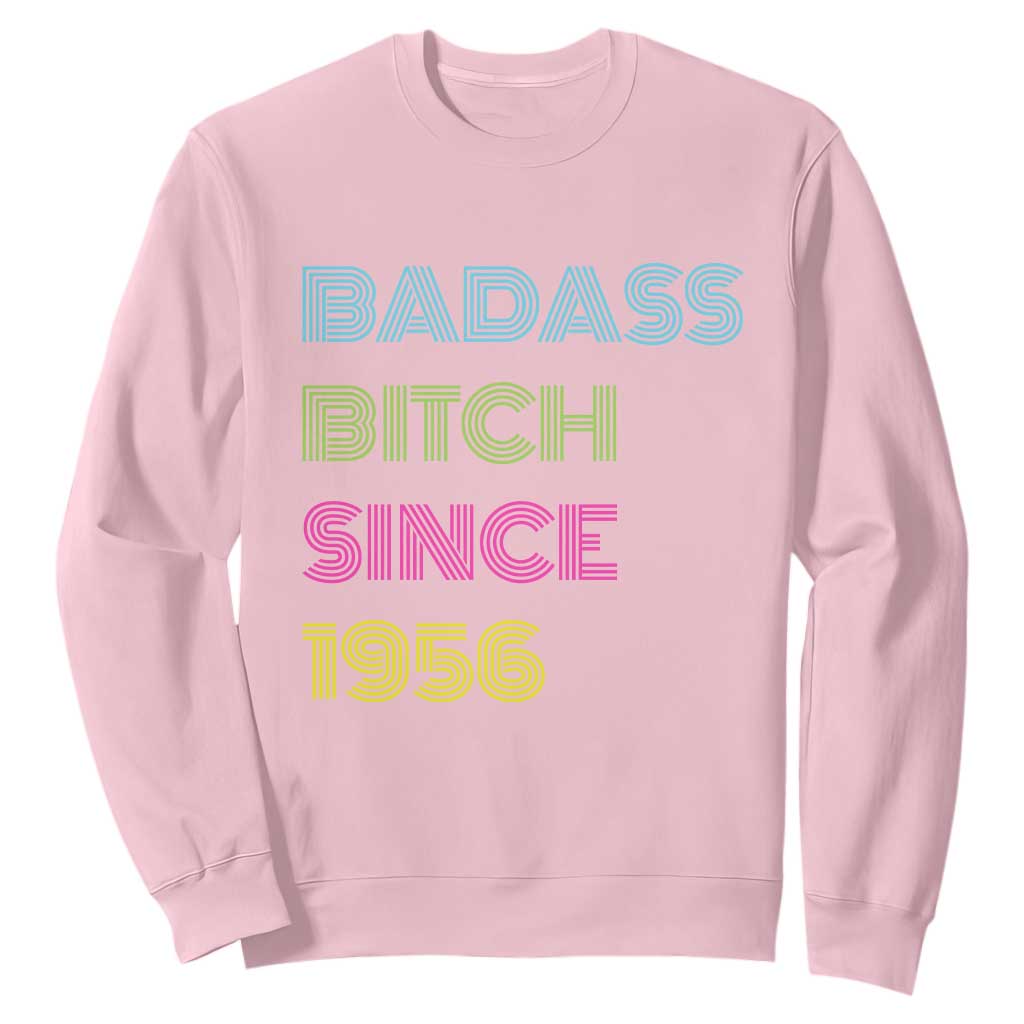 Funny 70th Birthday Sweatshirt Retro Vintage Badass Bih Since 1956 TS10 Light Pink Print Your Wear