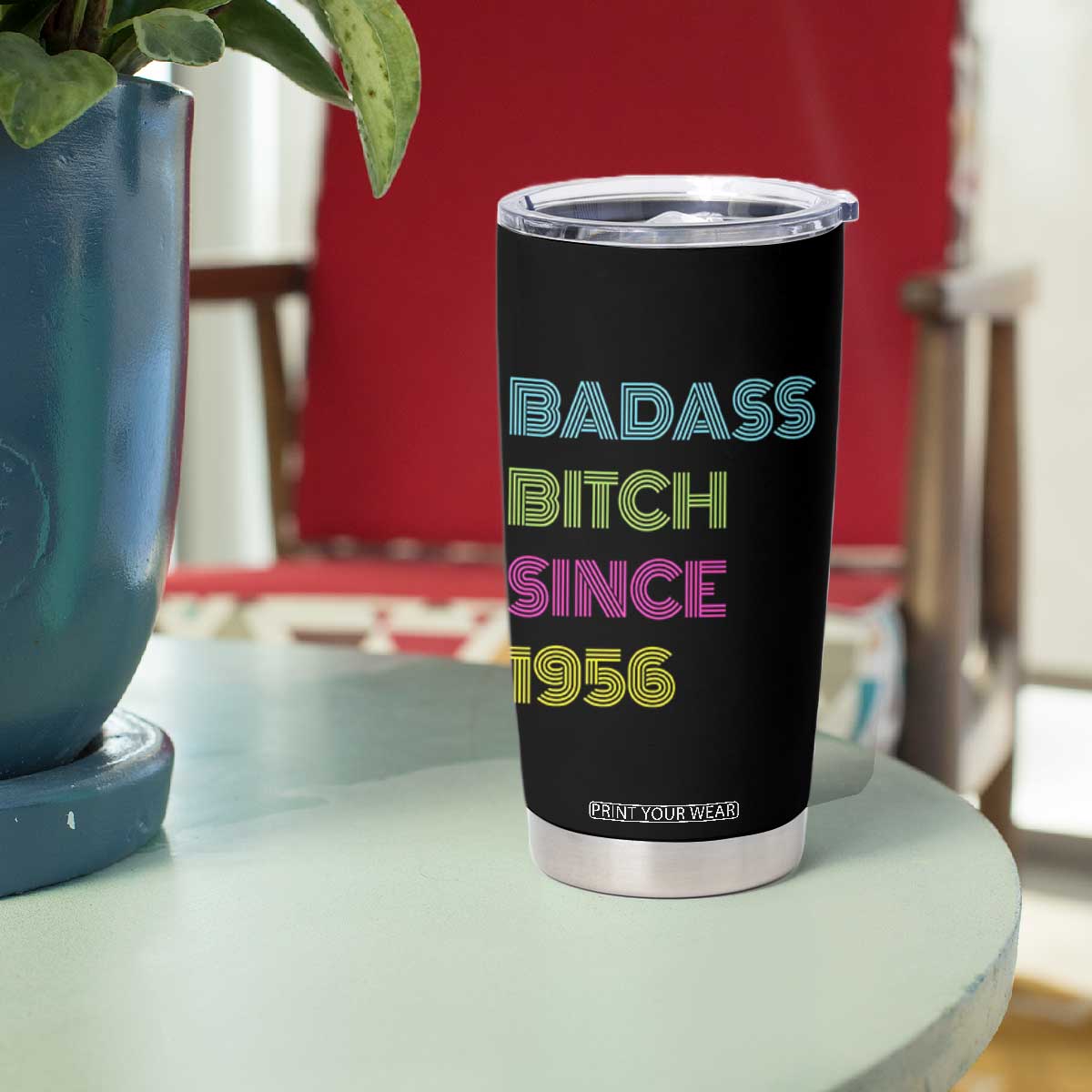 Funny 70th Birthday Tumbler Cup Retro Vintage Badass Bih Since 1956 TS10 Print Your Wear