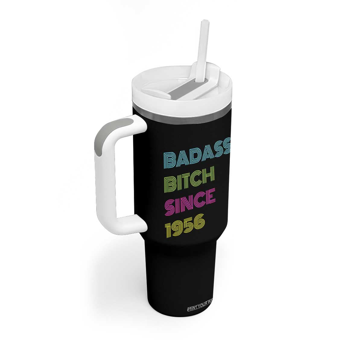 Funny 70th Birthday Tumbler With Handle Retro Vintage Badass Bih Since 1956 TS10 Print Your Wear