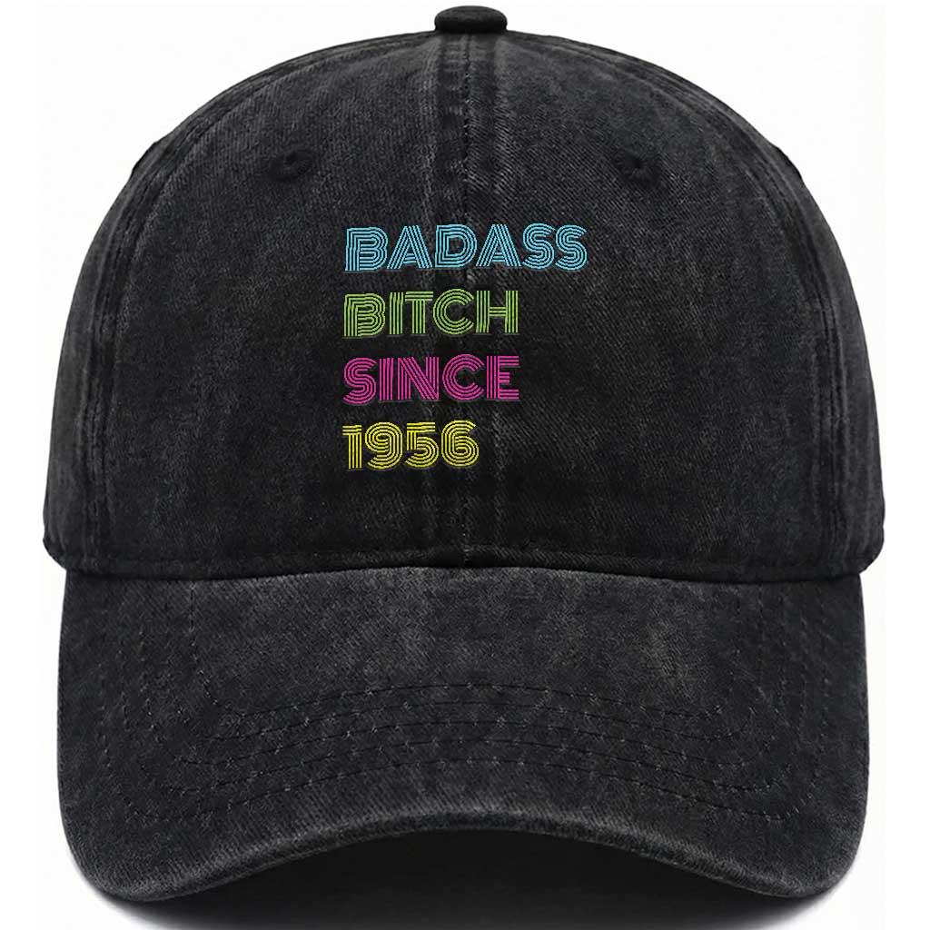 Funny 70th Birthday Washed Cotton Baseball Cap Retro Vintage Badass Bih Since 1956 TS10 Print Your Wear