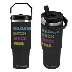 Funny 60th Birthday Flip Straw Tumbler Retro Vintage Badass Bih Since 1966 TS10 One Size: 30 oz Black Print Your Wear