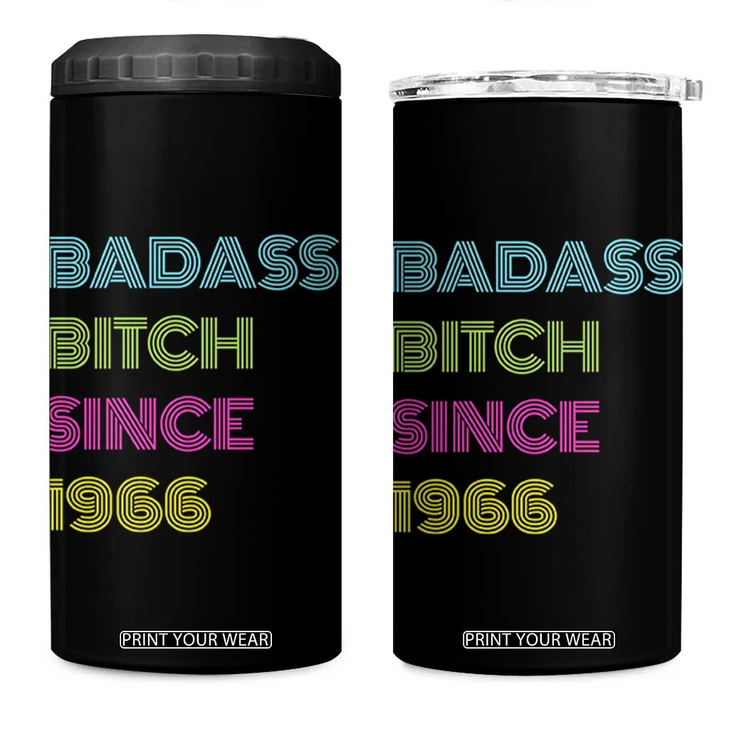 Funny 60th Birthday 4 in 1 Can Cooler Tumbler Retro Vintage Badass Bih Since 1966 TS10 One Size: 16 oz Black Print Your Wear