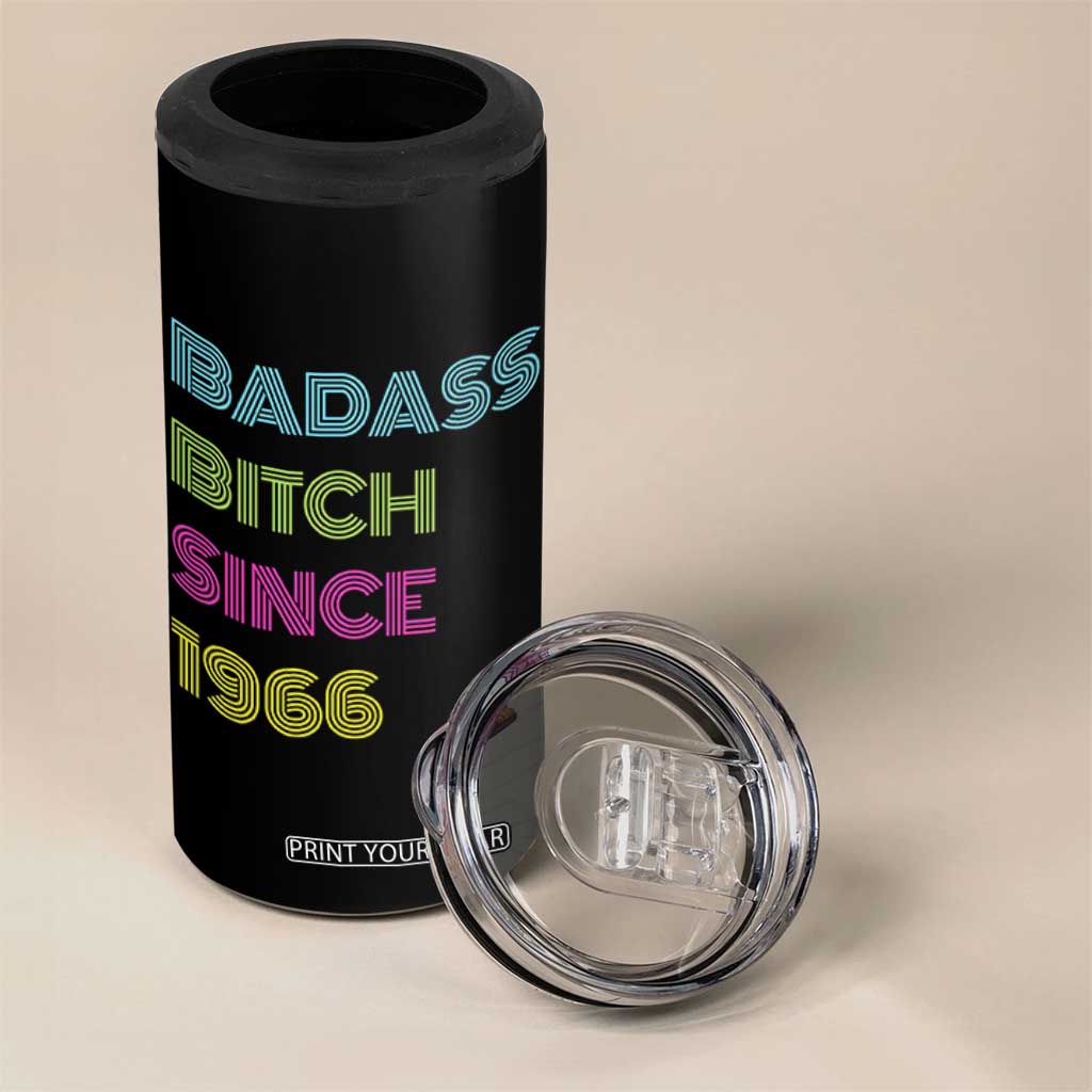 Funny 60th Birthday 4 in 1 Can Cooler Tumbler Retro Vintage Badass Bih Since 1966 TS10 Print Your Wear