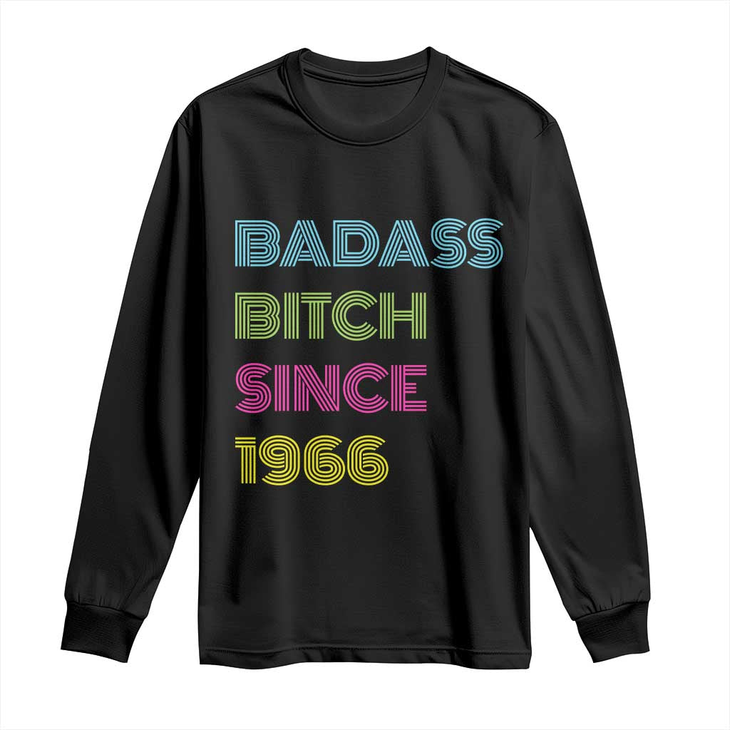 Funny 60th Birthday Long Sleeve Shirt Retro Vintage Badass Bih Since 1966 TS10 Black Print Your Wear