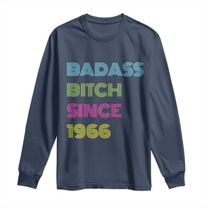 Funny 60th Birthday Long Sleeve Shirt Retro Vintage Badass Bih Since 1966 TS10 Navy Print Your Wear