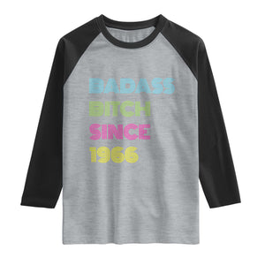 Funny 60th Birthday Raglan Shirt Retro Vintage Badass Bih Since 1966 TS10 Heather Gray Black Print Your Wear