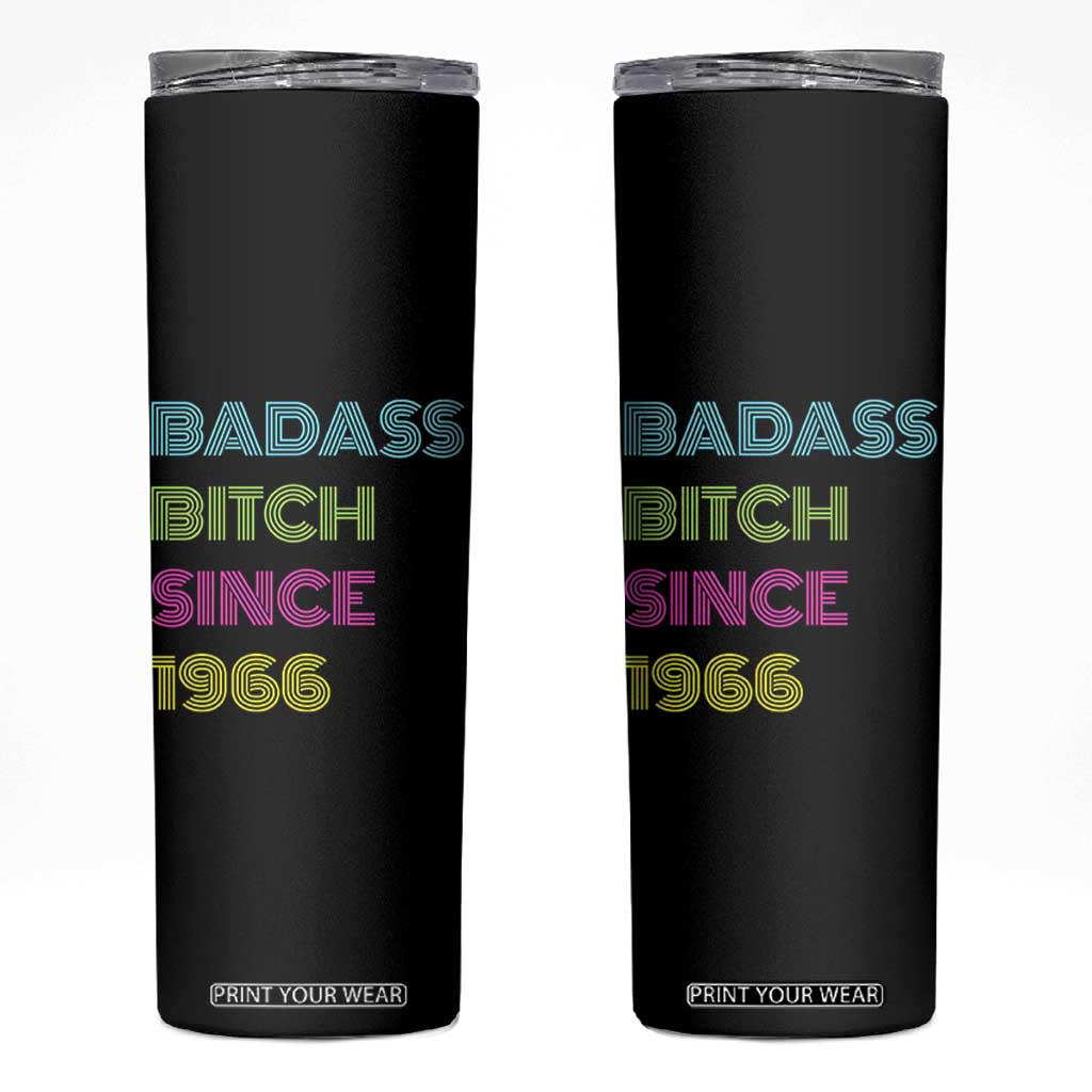 Funny 60th Birthday Skinny Tumbler Retro Vintage Badass Bih Since 1966 TS10 Black Print Your Wear