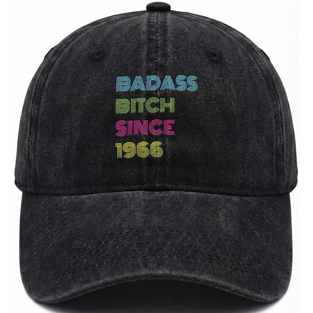 Funny 60th Birthday Washed Cotton Baseball Cap Retro Vintage Badass Bih Since 1966 TS10 Print Your Wear