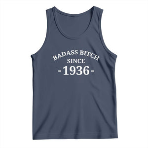 Funny 90th Birthday Tank Top Badass Bih Since 1936 TS10 Navy Print Your Wear