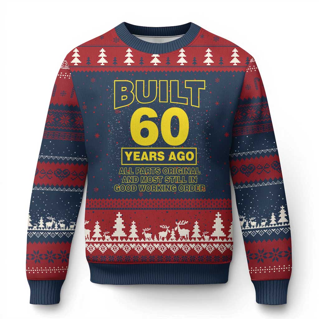 Funny 60th Birthday Ugly Christmas Sweater Galaxy Built 60 Years Ago Parts Original TS10 Navy Red Print Your Wear