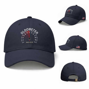 Funny 60th Birthday Baseball Cap Oldometer Odometer 60 Year Old Joke TS10 Baseball Cap Universal Fit Navy Print Your Wear