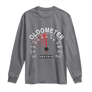 Funny 60th Birthday Long Sleeve Shirt Oldometer Odometer 60 Year Old Joke TS10 Charcoal Print Your Wear