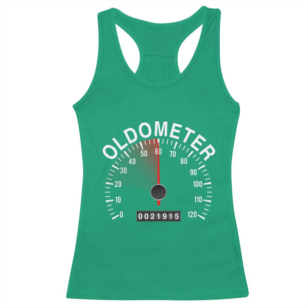 Funny 60th Birthday Racerback Tank Top Oldometer Odometer 60 Year Old Joke TS10 Irish Green Print Your Wear
