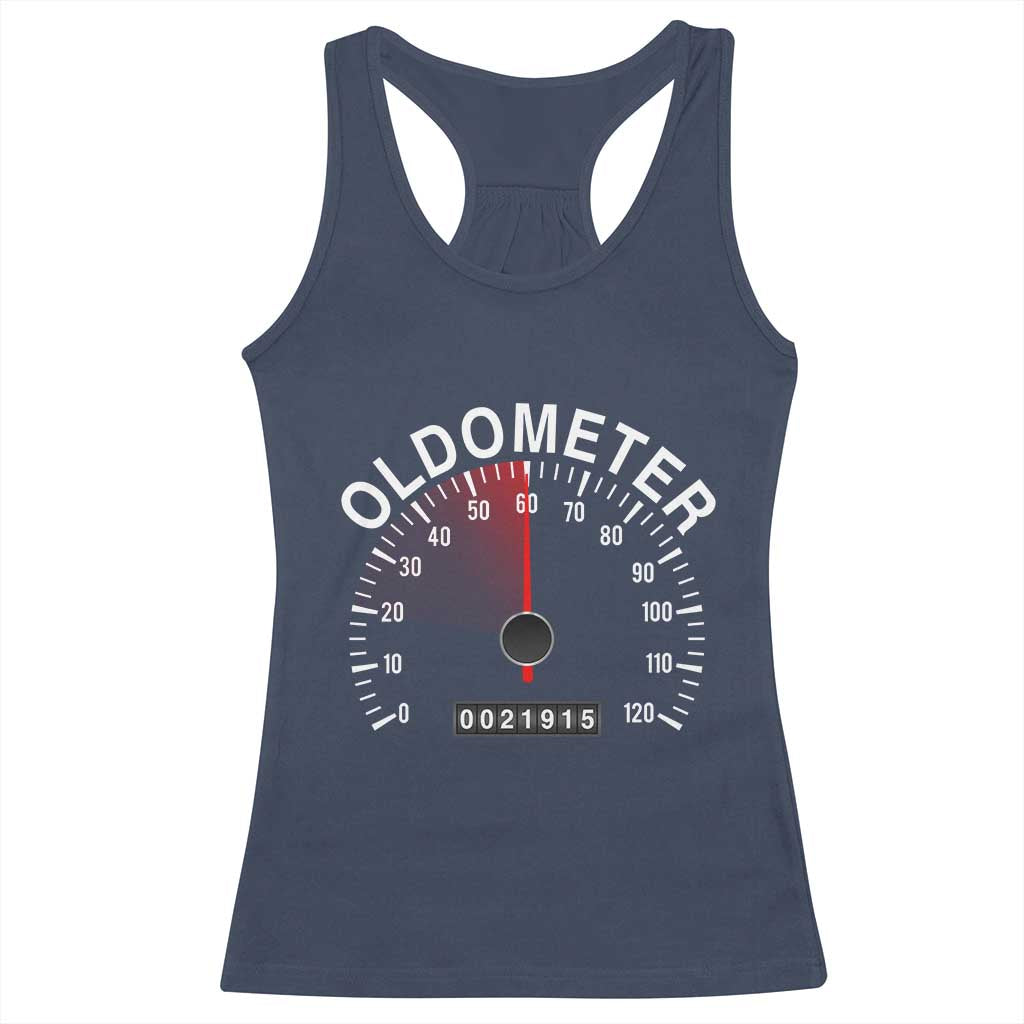 Funny 60th Birthday Racerback Tank Top Oldometer Odometer 60 Year Old Joke TS10 Navy Print Your Wear