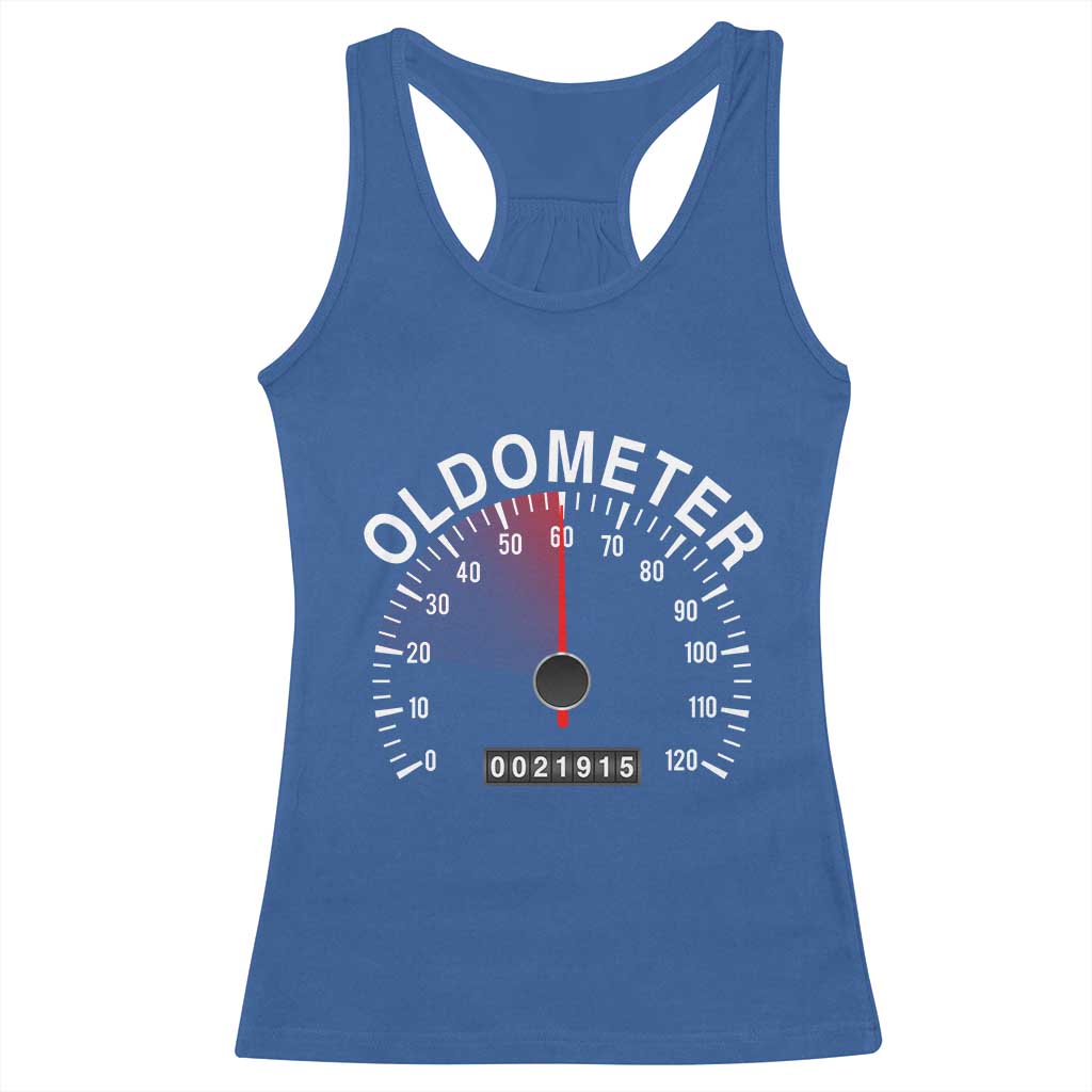 Funny 60th Birthday Racerback Tank Top Oldometer Odometer 60 Year Old Joke TS10 Royal Blue Print Your Wear