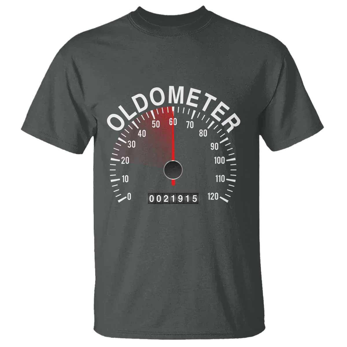 Funny 60th Birthday T Shirt Oldometer Odometer 60 Year Old Joke TS10 Dark Heather Print Your Wear