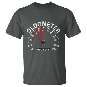 Funny 60th Birthday T Shirt Oldometer Odometer 60 Year Old Joke TS10 Dark Heather Print Your Wear