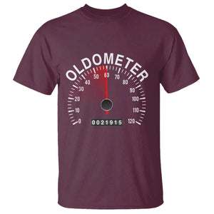 Funny 60th Birthday T Shirt Oldometer Odometer 60 Year Old Joke TS10 Maroon Print Your Wear