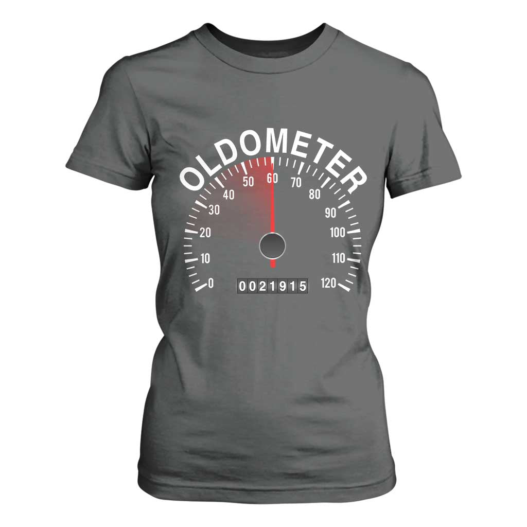 Funny 60th Birthday T Shirt For Women Oldometer Odometer 60 Year Old Joke TS10 Dark Heather Print Your Wear