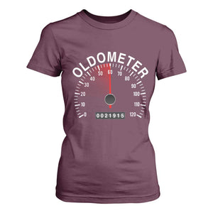 Funny 60th Birthday T Shirt For Women Oldometer Odometer 60 Year Old Joke TS10 Maroon Print Your Wear