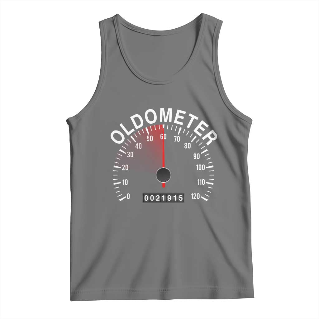 Funny 60th Birthday Tank Top Oldometer Odometer 60 Year Old Joke TS10 Black Heather Print Your Wear