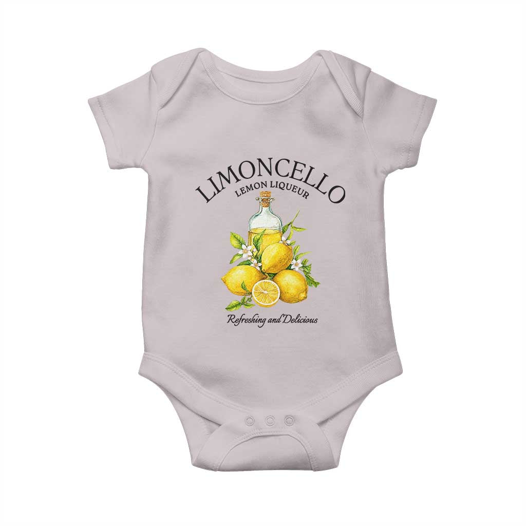 Vintage Limoncello Lemon Liqueur Baby Onesie Italian Summer Letter Fruit Printed Graphic TS10 Ice Gray Print Your Wear