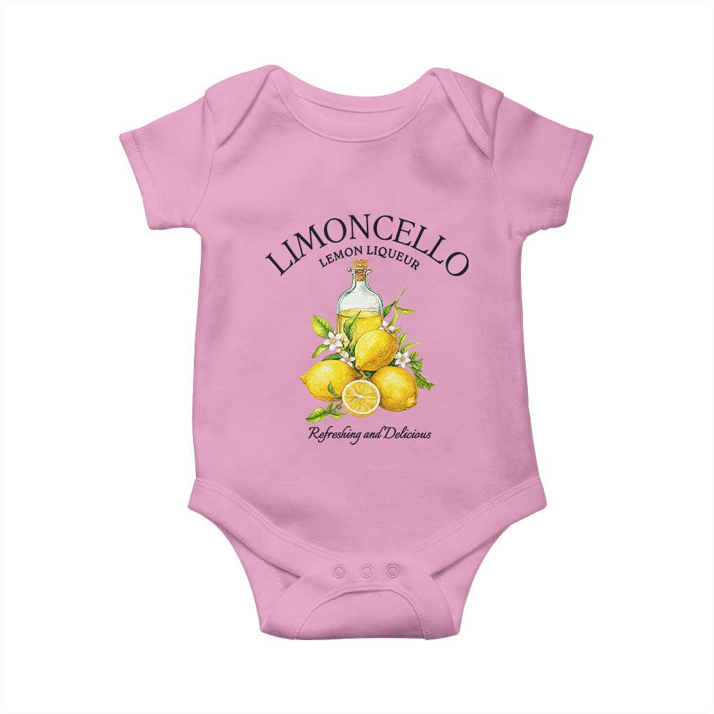 Vintage Limoncello Lemon Liqueur Baby Onesie Italian Summer Letter Fruit Printed Graphic TS10 Light Pink Print Your Wear