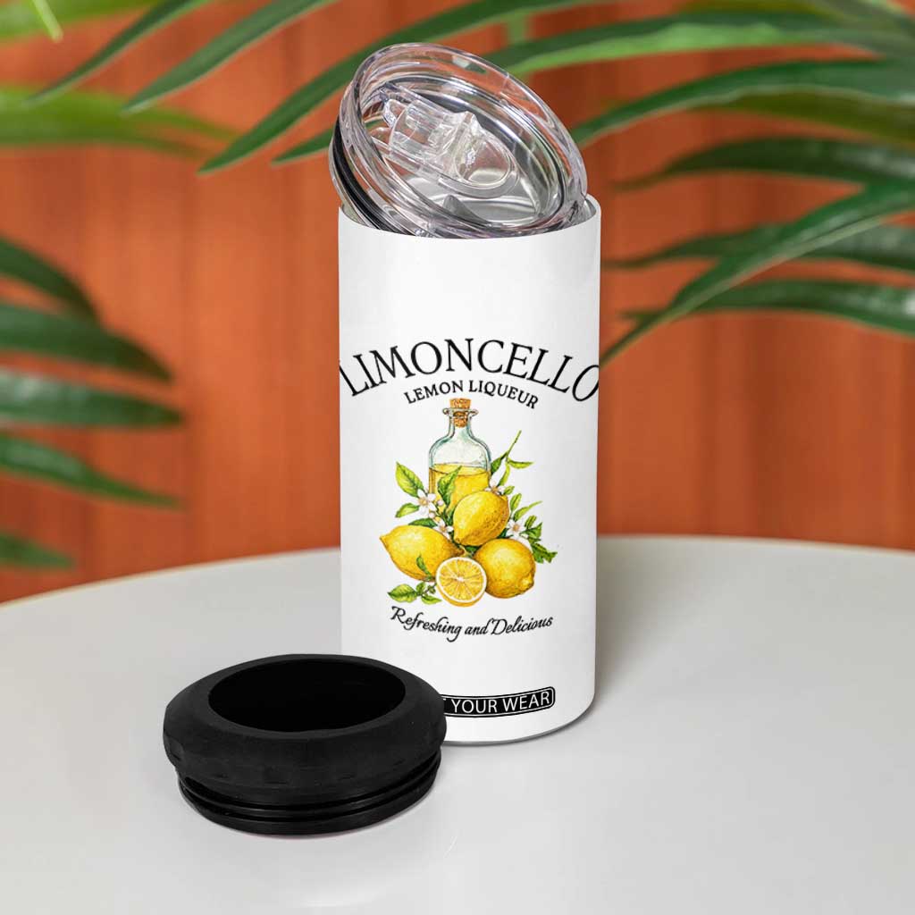Vintage Limoncello Lemon Liqueur 4 in 1 Can Cooler Tumbler Italian Summer Letter Fruit Printed Graphic TS10 Print Your Wear
