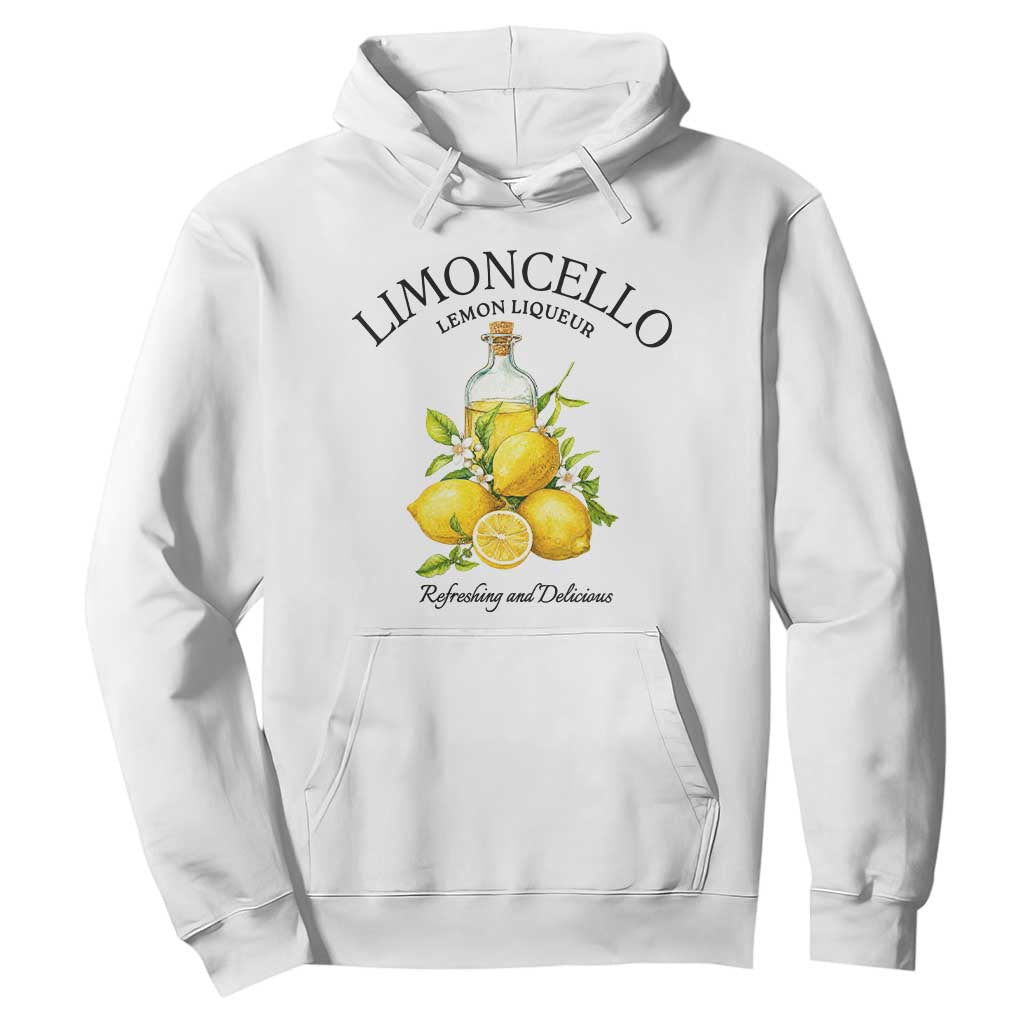 Vintage Limoncello Lemon Liqueur Hoodie Italian Summer Letter Fruit Printed Graphic TS10 White Print Your Wear
